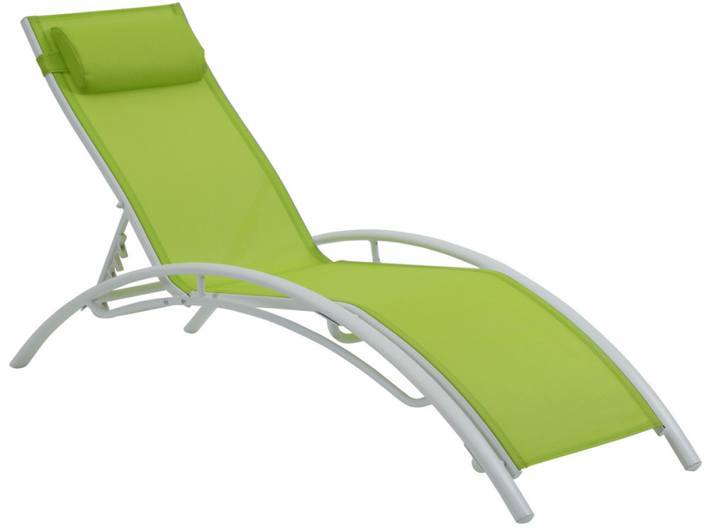 Set of 2 Aluminium Sun Bathing Chairs / Sun Lounge - Beauty - "Phoenix" - Green