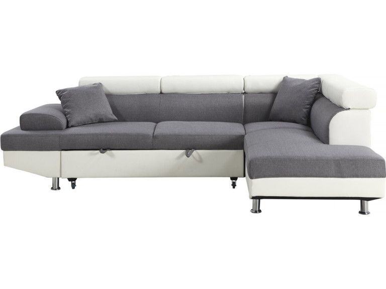 "Sophia luxe" convertible corner sofa - White / Grey - Right Angle
