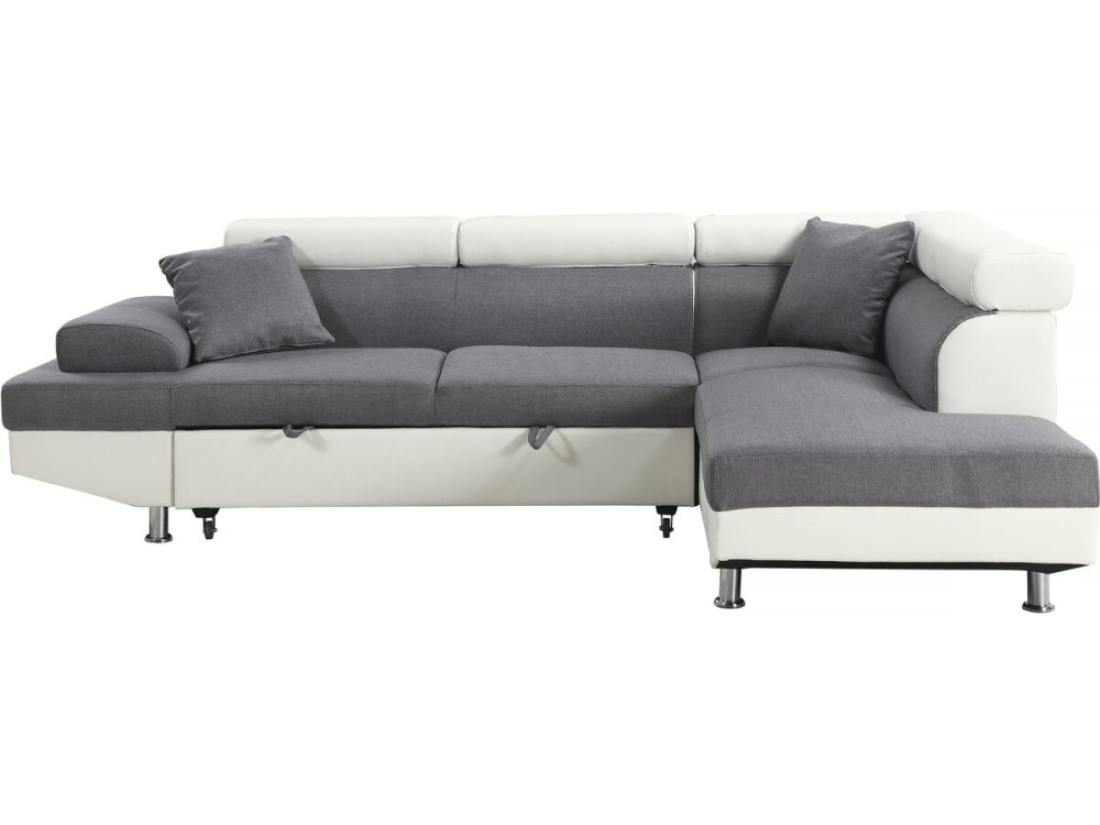"Sophia luxe" convertible corner sofa - White / Grey - Right Angle