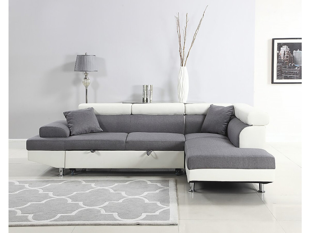 "Sophia luxe" convertible corner sofa - White / Grey - Right Angle