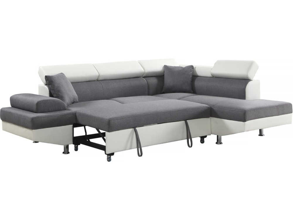 "Sophia luxe" convertible corner sofa - White / Grey - Right Angle