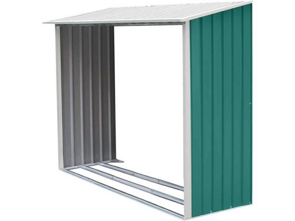 "Rosas" metal garden shed 7.06m²  with log shelter