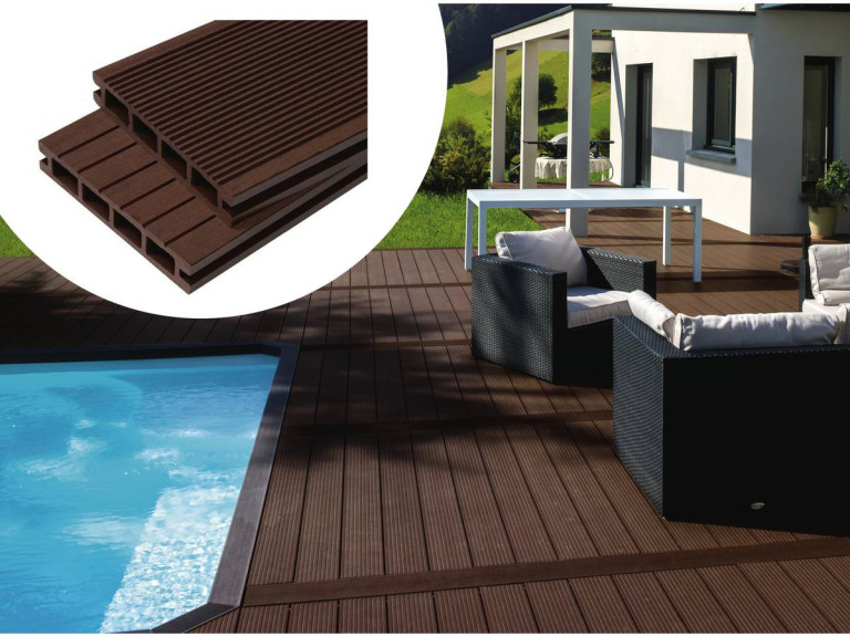 10 m² Pack of composite WPC terrace decking tiles - Chestnut brown