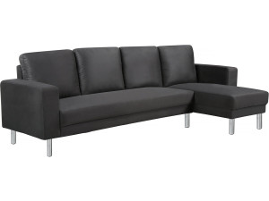 Angled Reversible Fabric Corner Sofa "Rio" - 5 Places Black