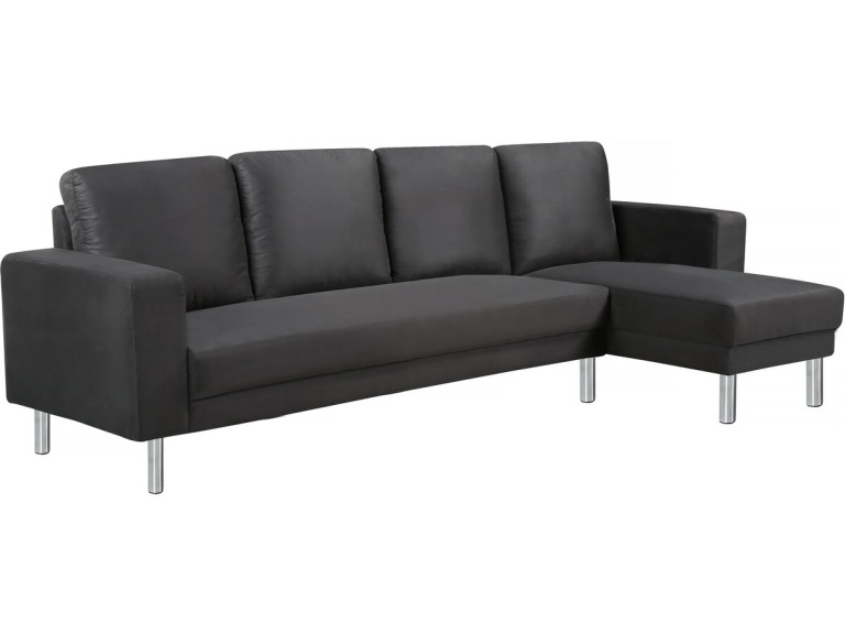 Angled Reversible Fabric Corner Sofa "Rio" - 5 Places Black