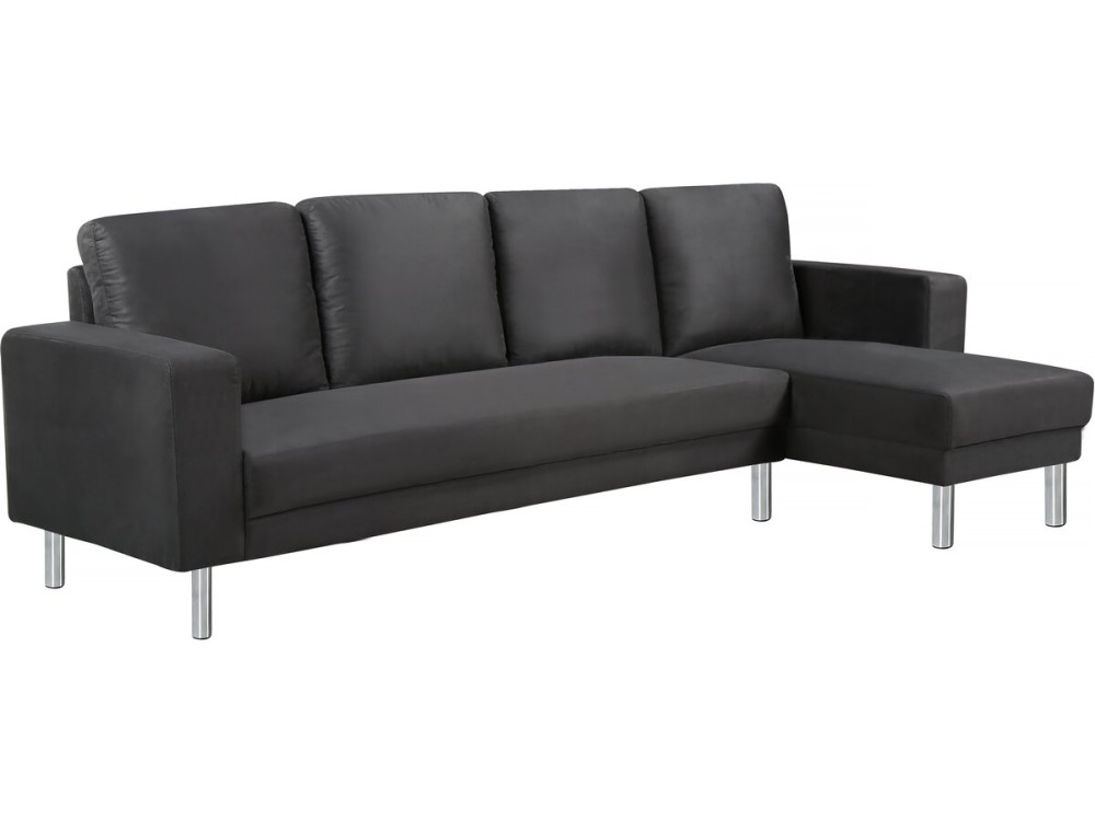 Angled Reversible Fabric Corner Sofa "Rio" - 5 Places Black