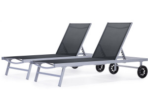 Aluminium and Textelene Sun lounger  "Bella" - Phoenix - Grey - 2 batches