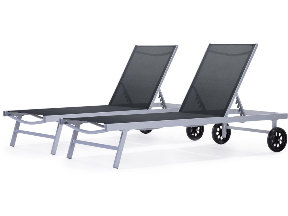 Aluminium and Textelene Sun lounger  "Bella" - Phoenix - Grey - 2 batches