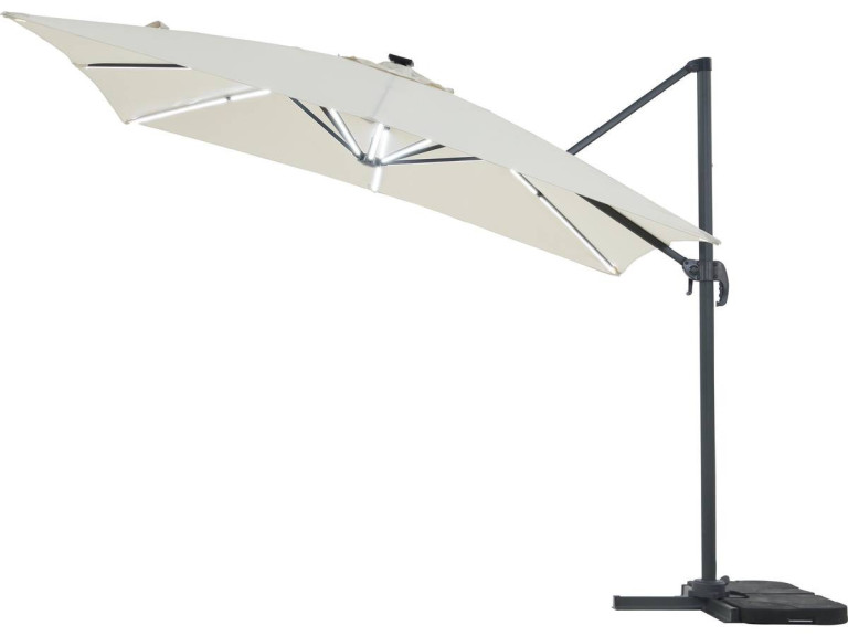 Alu garden parasol with LED lights "Sun 4 Luxury" - Rectangular - 3 x 4 m - Ecru colour