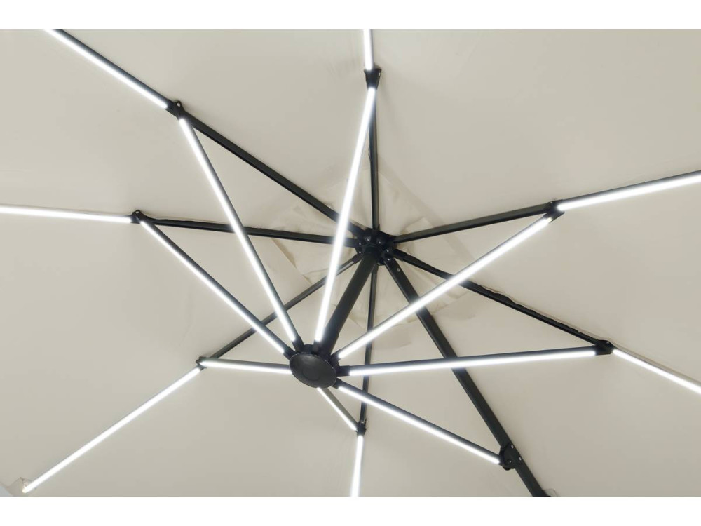 Alu garden parasol with LED lights "Sun 4 Luxury" - Rectangular - 3 x 4 m - Ecru colour