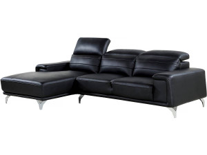 Bonded  leather corner sofa / PVC "Leicester" - Black - Left angle