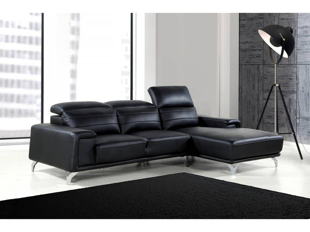 Bonded  leather corner sofa / PVC "Leicester" - Black - Left angle