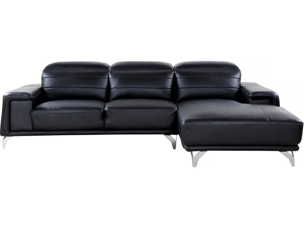Bonded  leather corner sofa / PVC "Leicester" - Black - Left angle
