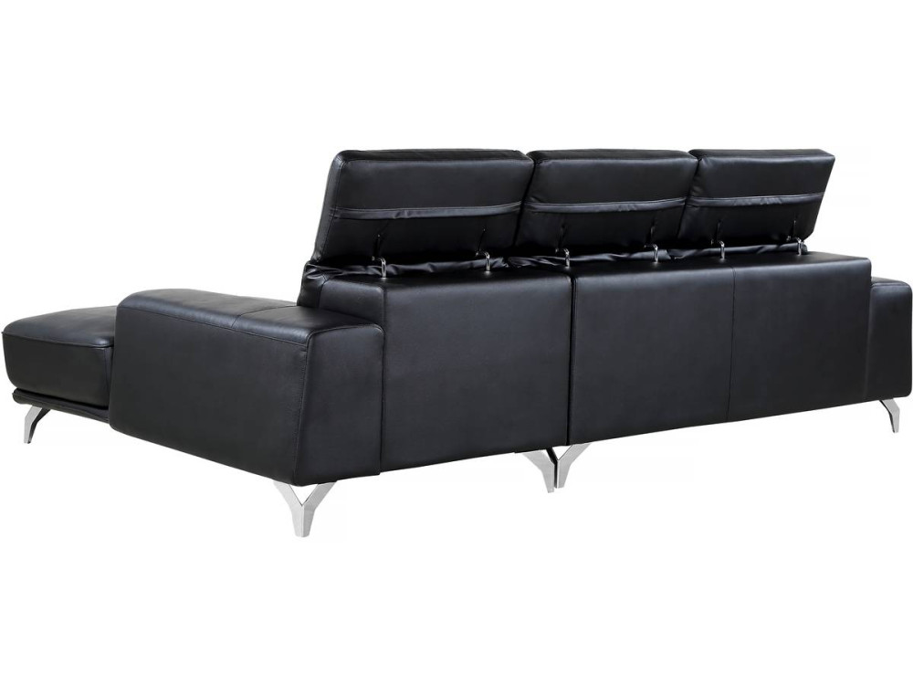 Bonded  leather corner sofa / PVC "Leicester" - Black - Left angle