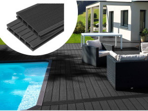 5 m² Pack of composite WPC terrace decking tiles - Dark grey