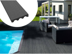 5 m² Pack of composite WPC/BPC terrace decking tiles - Dark grey