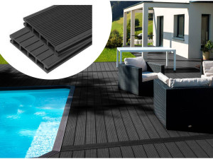 10 m² Pack of composite WPC terrace decking tiles - Dark grey