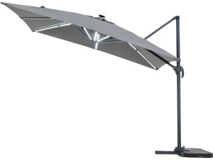 Alu garden parasol with LED lights "Sun 4 Luxury" - Rectangular - 3 x 4 m - Grey