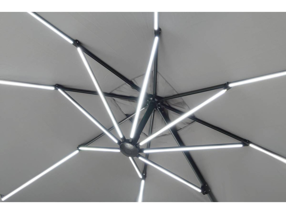 Alu garden parasol with LED lights "Sun 4 Luxury" - Rectangular - 3 x 4 m - Grey