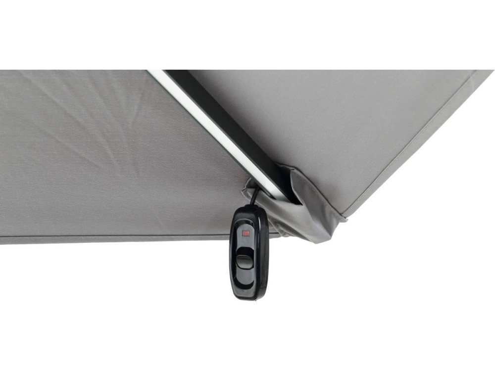 Alu garden parasol with LED lights "Sun 4 Luxury" - Rectangular - 3 x 4 m - Grey