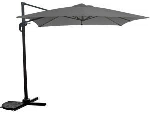 Hanging garden parasol with portable base "Soleil" - Square shape -  2.5 x 2.5 m - Grey