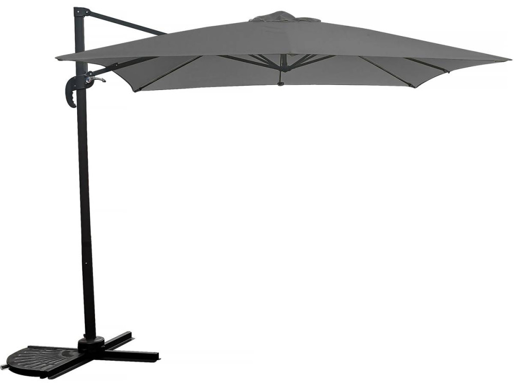Hanging garden parasol with portable base "Soleil" - Square shape -  2.5 x 2.5 m - Grey