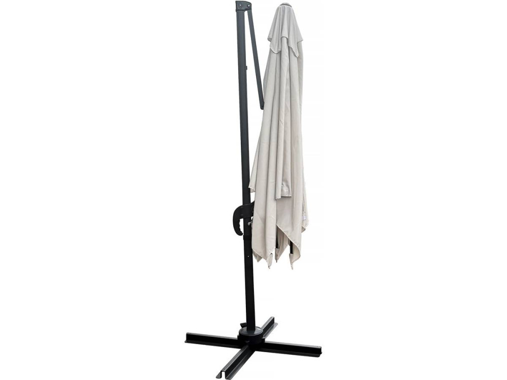 Hanging garden parasol with portable base "Soleil" - Square shape -  2.5 x 2.5 m - Ecru colour + Base stand