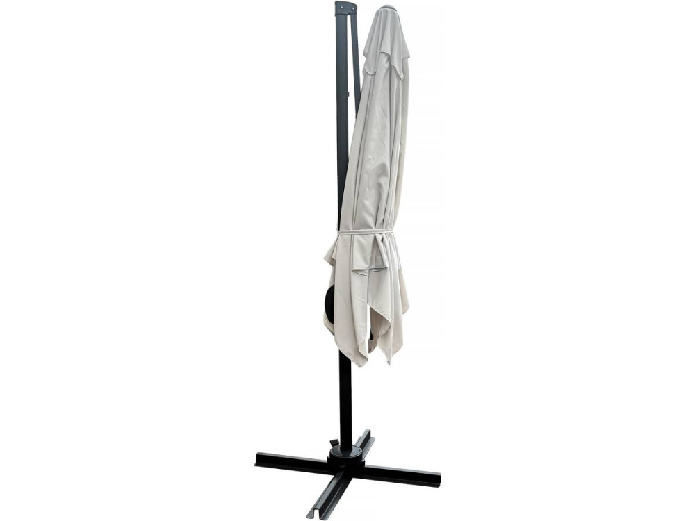 Hanging garden parasol with portable base "Soleil" - Square shape -  2.5 x 2.5 m - Ecru colour + Base stand