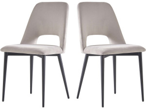 Set of 2 "Fedora" velvet chairs - Light gray