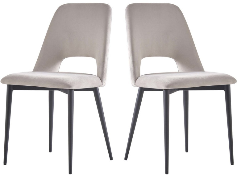 Set of 2 "Fedora" velvet chairs - Light gray