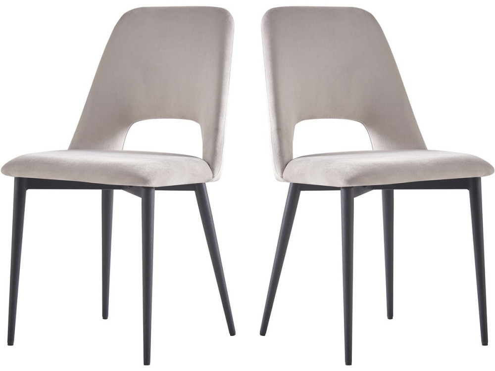 Set of 2 "Fedora" velvet chairs - Light gray