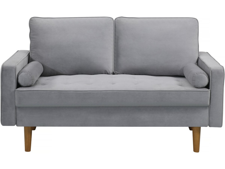 Yannick fixed velvet sofa - 82 x 147 x 86 cm - 2 seats - Light gray.