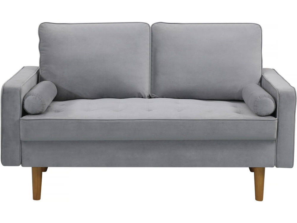 Yannick fixed velvet sofa - 82 x 147 x 86 cm - 2 seats - Light gray.