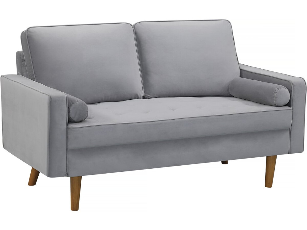 Yannick fixed velvet sofa - 82 x 147 x 86 cm - 2 seats - Light gray.