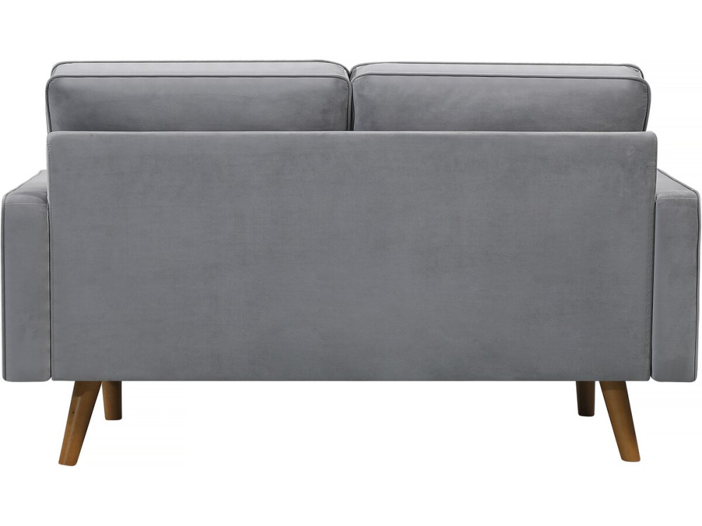 Yannick fixed velvet sofa - 82 x 147 x 86 cm - 2 seats - Light gray.