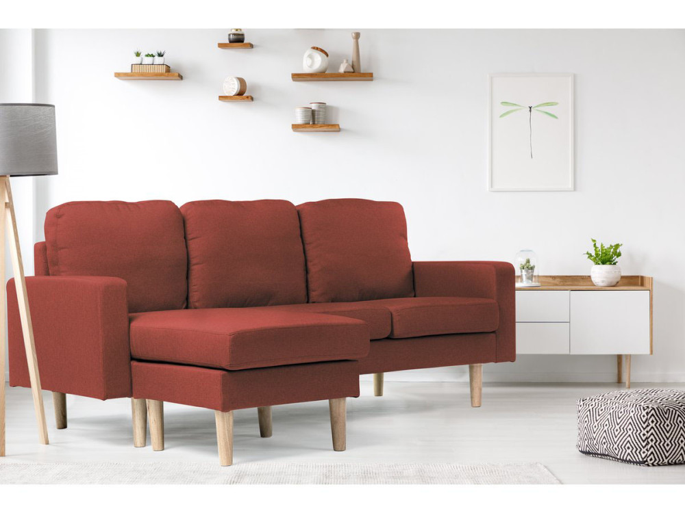 Reversible corner sofa "Gabby"  in fabric - 3-seater sofa - Red