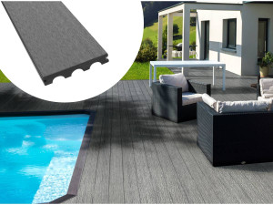 10 m² Pack of composite WPC/BPC terrace decking tiles - Grey