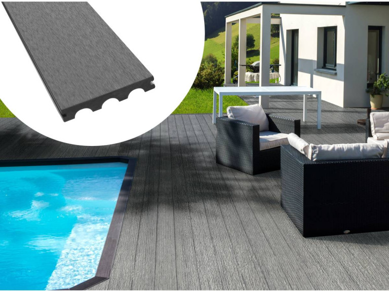 10 m² Pack of composite WPC/BPC terrace decking tiles - Grey