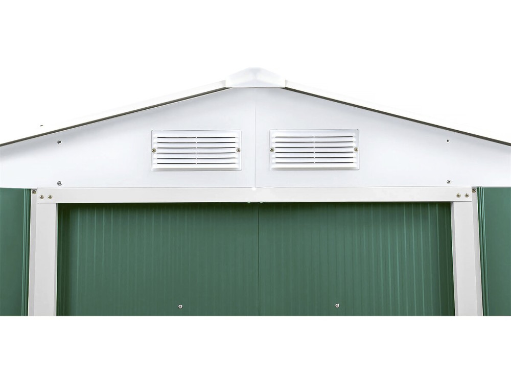 Metal garden shed - "Rosas" - 10.85 m² with water collector and gutter