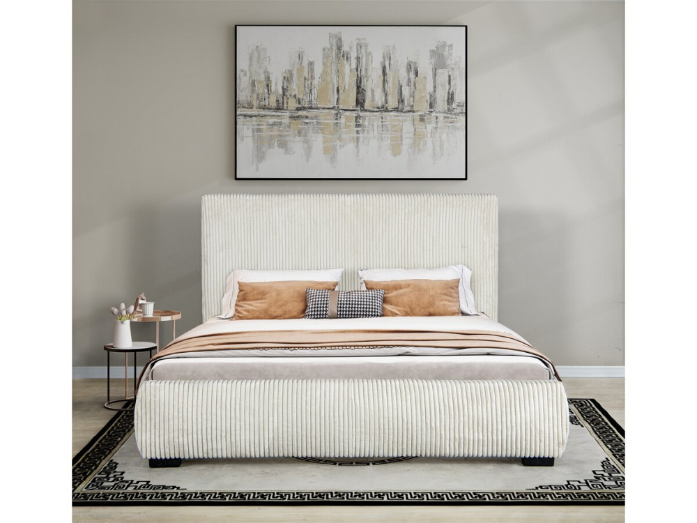 Montana corduroy double bed - 140 x 190 cm - Beige