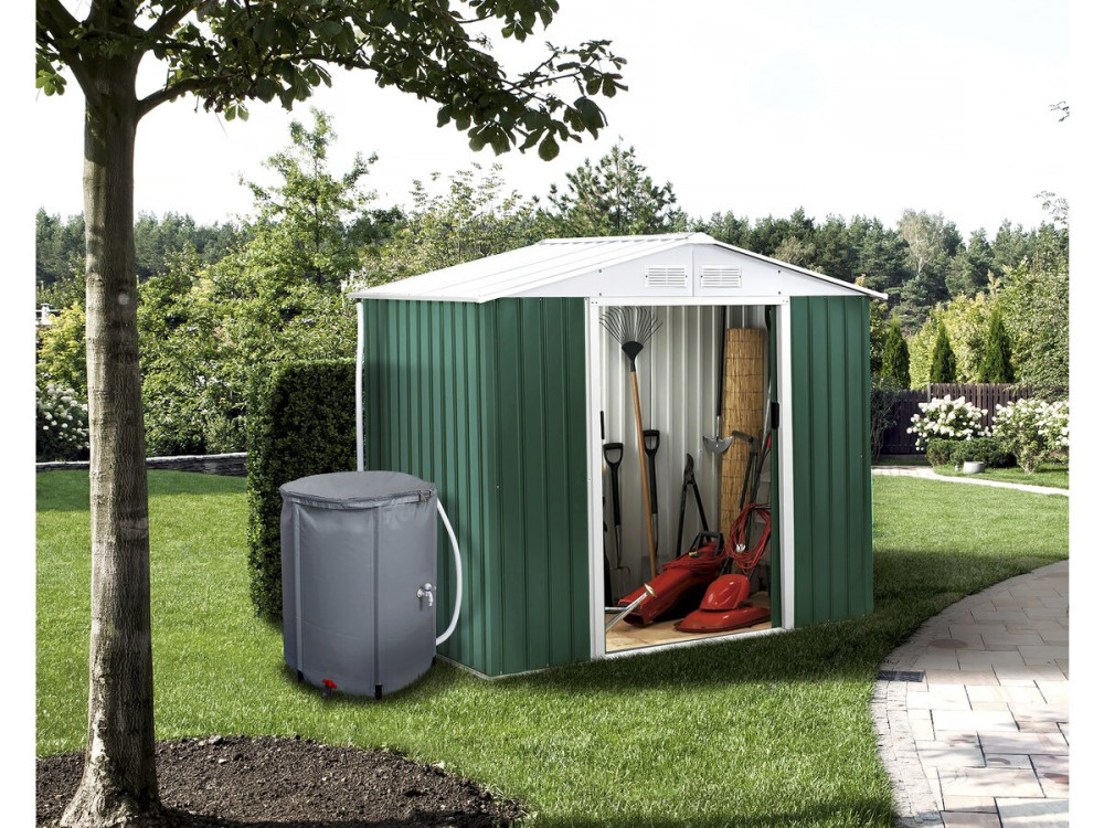 Metal garden shed - "Rosas" - 2.71 m² with water collector