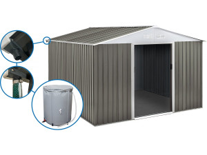 Dallas metal garden shed - 15.16 m² with gutter and water collector