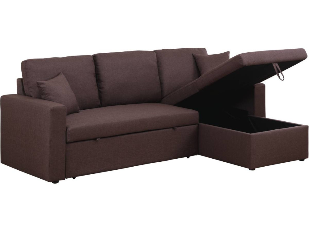 Convertible corner sofa "Alain" with storage space - 221 x 145 x 85 cm - 3 seater-sofa - Chestnut brown