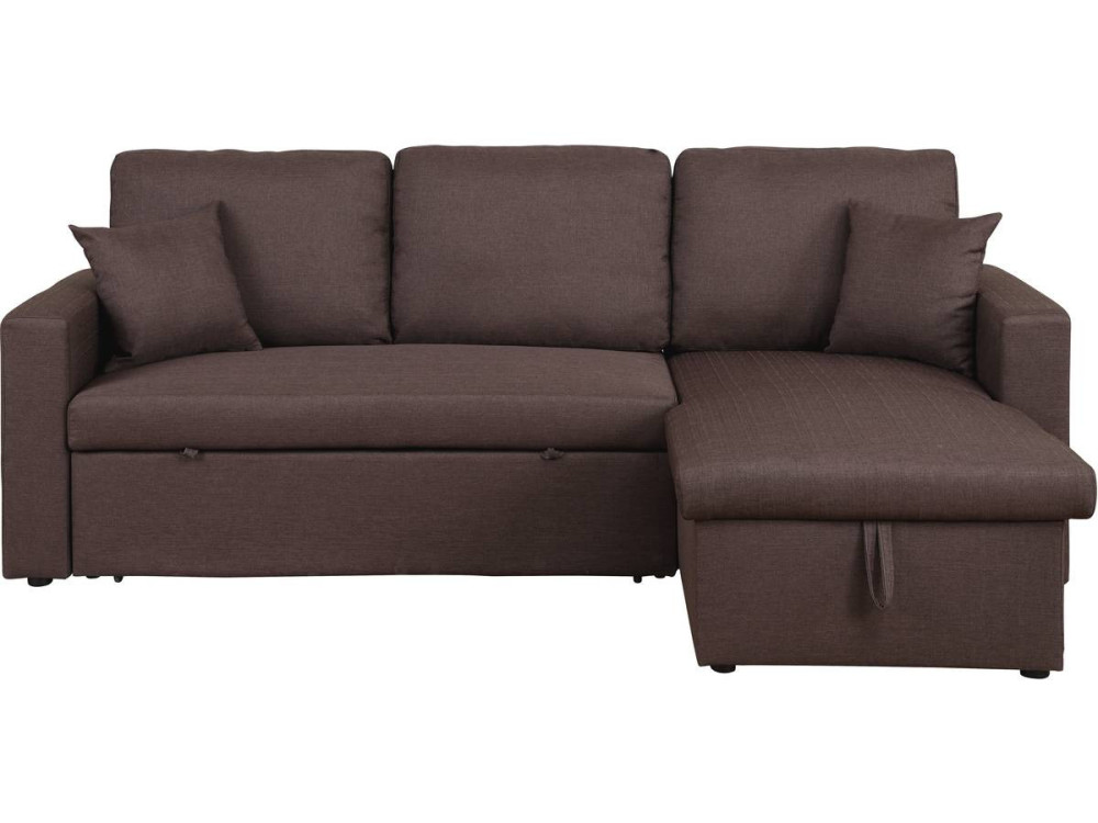 Convertible corner sofa "Alain" with storage space - 221 x 145 x 85 cm - 3 seater-sofa - Chestnut brown