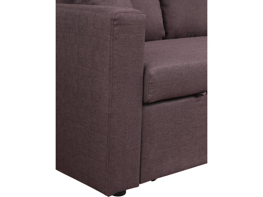Convertible corner sofa "Alain" with storage space - 221 x 145 x 85 cm - 3 seater-sofa - Chestnut brown