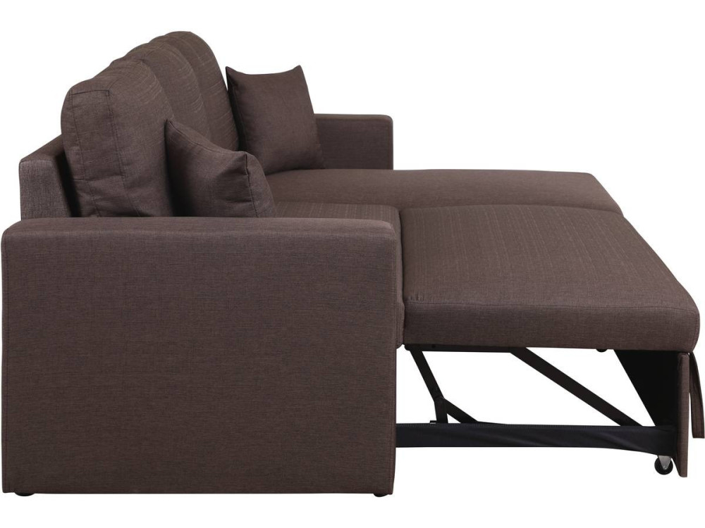 Convertible corner sofa "Alain" with storage space - 221 x 145 x 85 cm - 3 seater-sofa - Chestnut brown