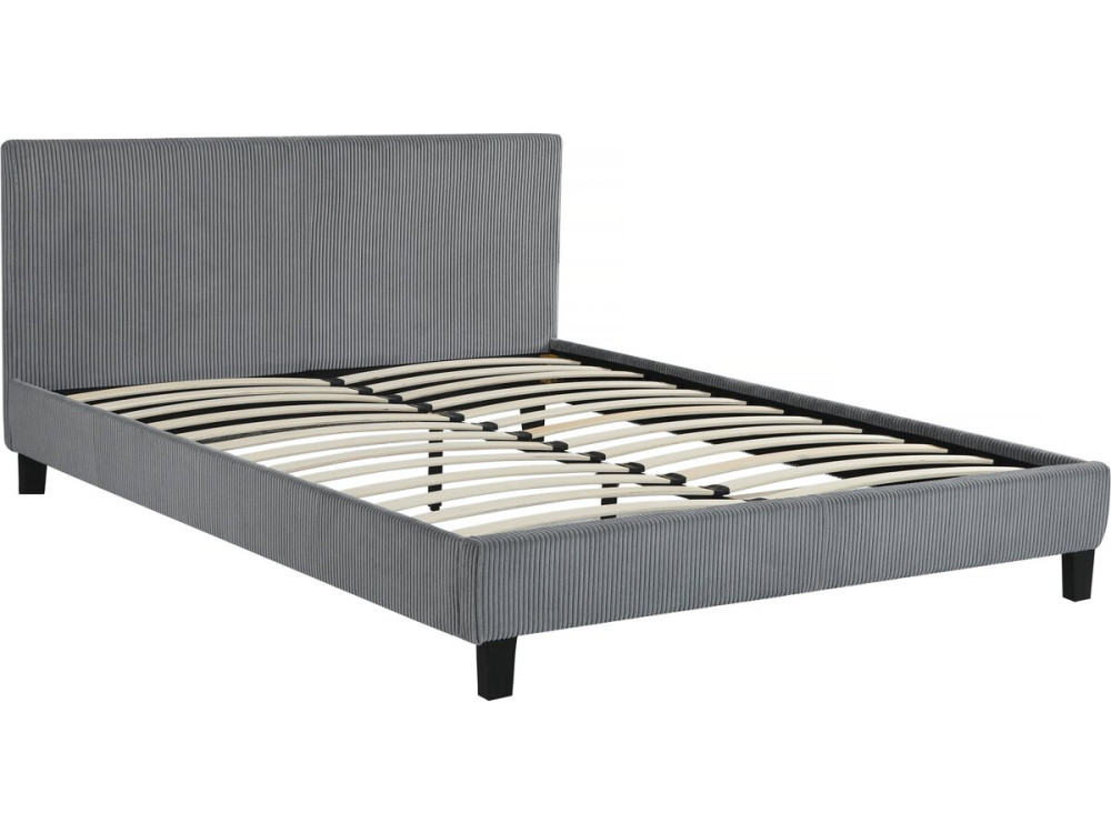 Ambre Corduroy Bed - 160 x 200 - Grey