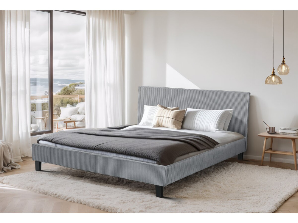 Ambre Corduroy Bed - 160 x 200 - Grey