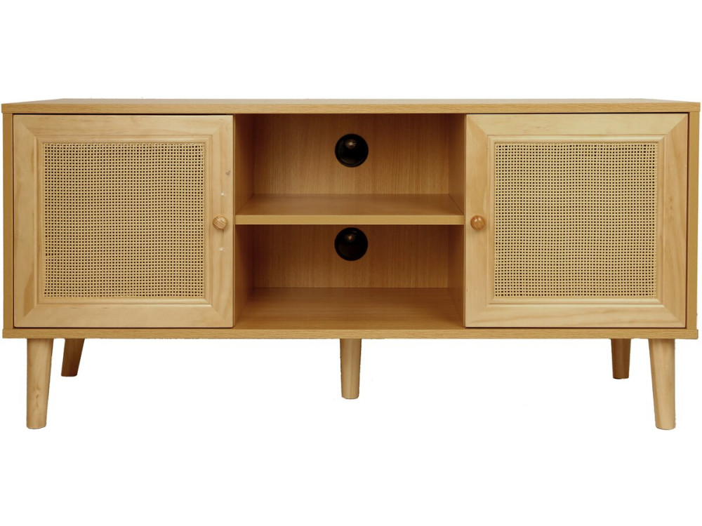 Scandinavian TV cabinet in wickerwork "Iguana" - 120 x 30 x 56.5 cm - Brown