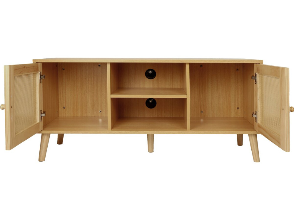 Scandinavian TV cabinet in wickerwork "Iguana" - 120 x 30 x 56.5 cm - Brown